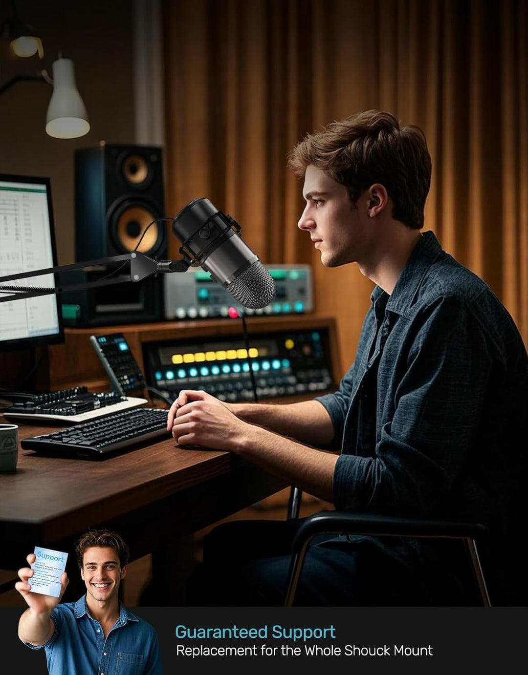Etour Construido a medida para Blue Yeti Soporte de choque con filt...