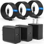 Cargador de carga rápida para iPhone 16 y 15, paquete de 3 cargadores USB C PD de 20 W con cable de 10 pies, cable USB C tipo C para iPhone 16/16 Plus/16 Pro/16 Pro Max/15/15 Pro/15 Pro Max
