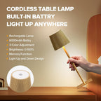 Lámpara LUTEC Paquete de 4 lámparas de mesa inalámbricas, lámpara de escritorio con batería recargable de 6000 mAh, dos alturas ajustables, impermeable, control táctil y atenuación continua en 3 colores para