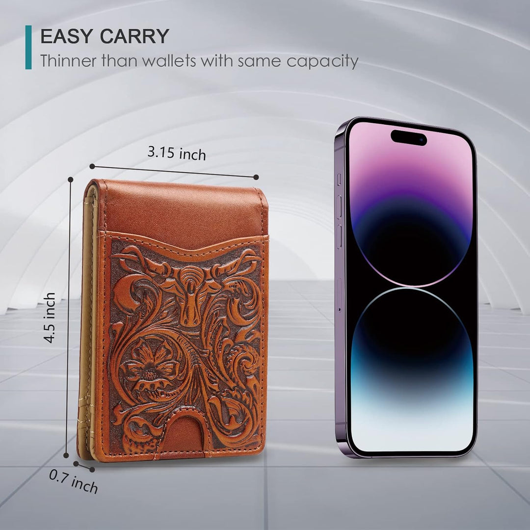 Cartera Pefiam de cuero de grano completo para hombres - Cartera bi...
