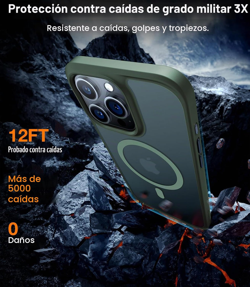 TORRAS Funda magnética a prueba de golpes para iPhone 15 Pro, grado mil