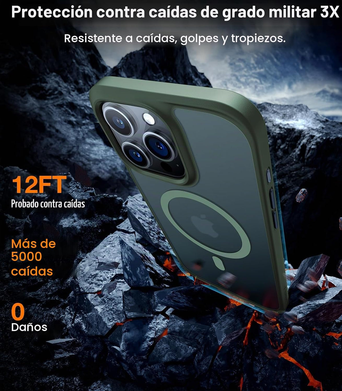 TORRAS Funda magnética a prueba de golpes para iPhone 15 Pro, grado mil