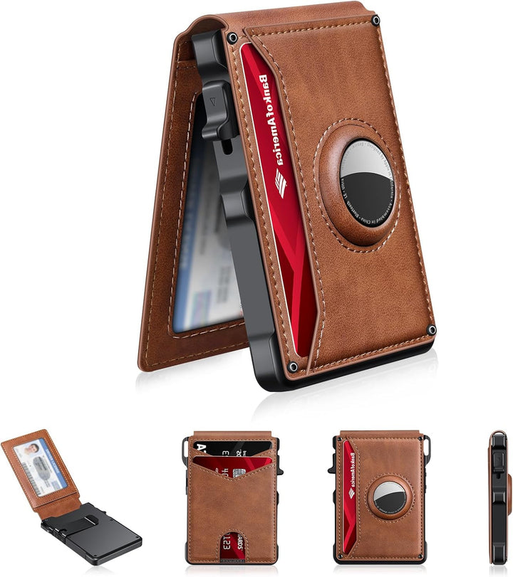 KIKVES Billetera para Airtag para hombre, tarjetero para AirTag con...