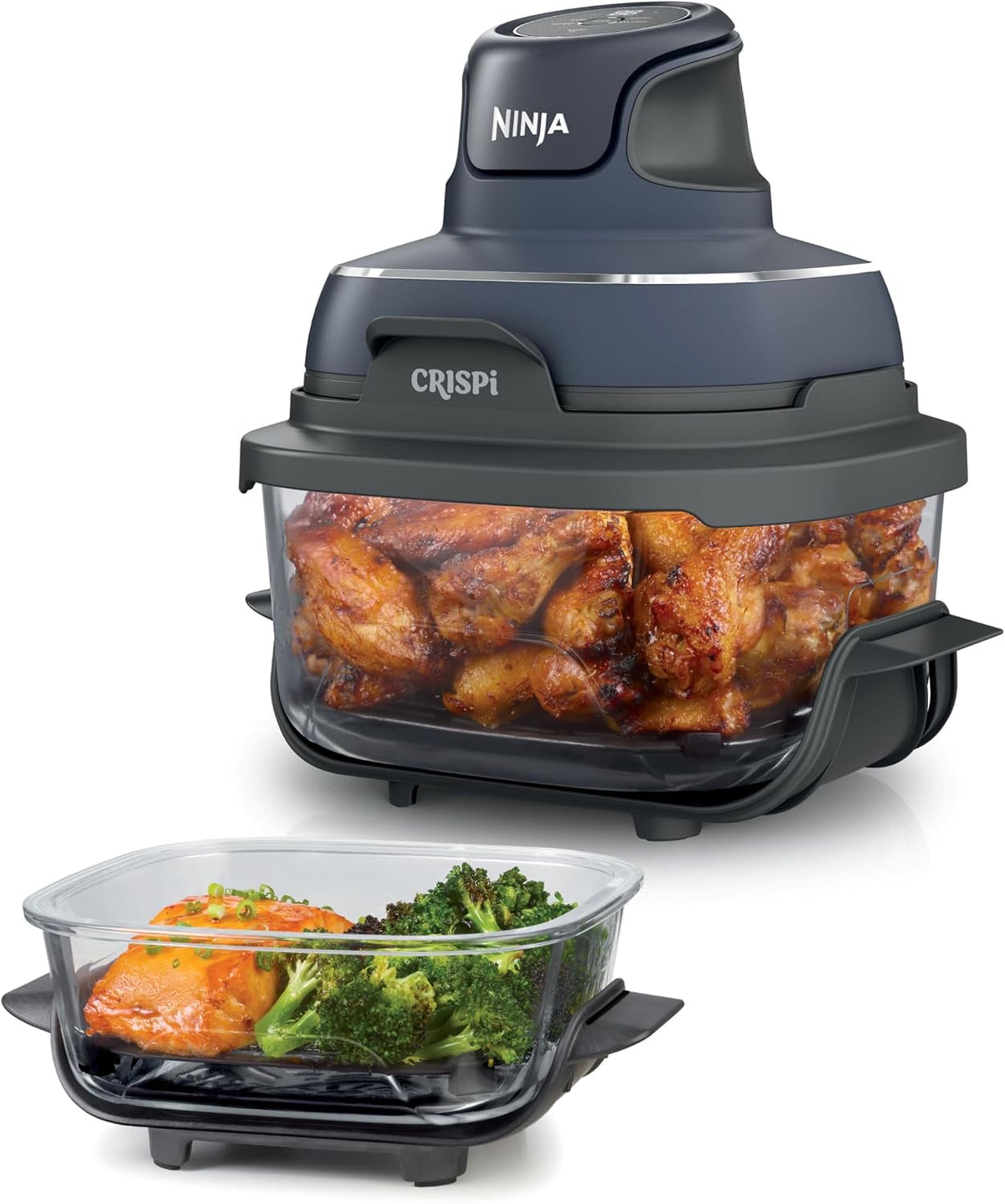 Ninja Freidora de aire de vidrio Crispi, 4 en 1, gris, FN101GY