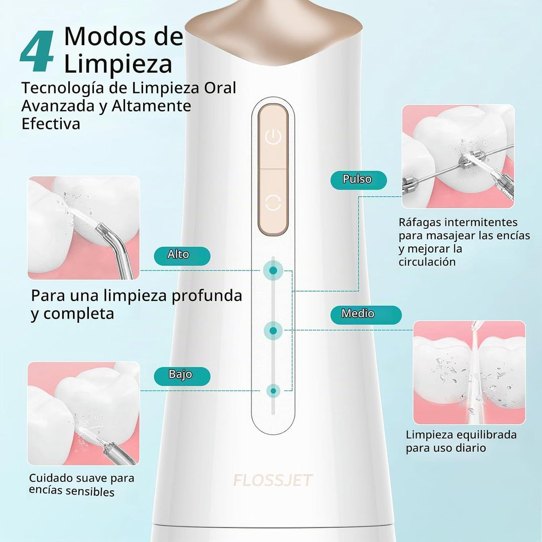 FlossJet - Irrigador dental inalámbrico con hilo dental de agua, ir...