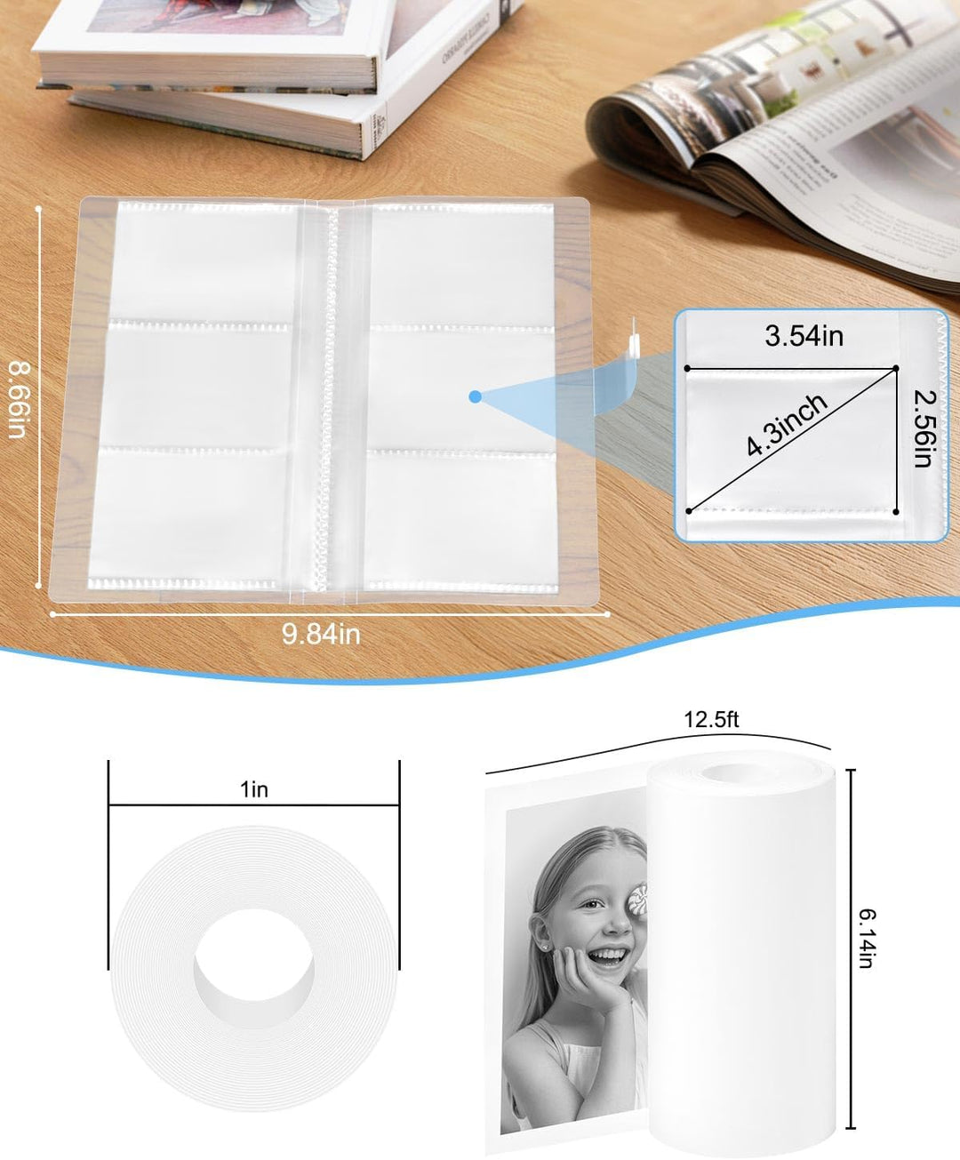 OTJ 12 rollos de cámara de impresión instantánea para niños, papel...