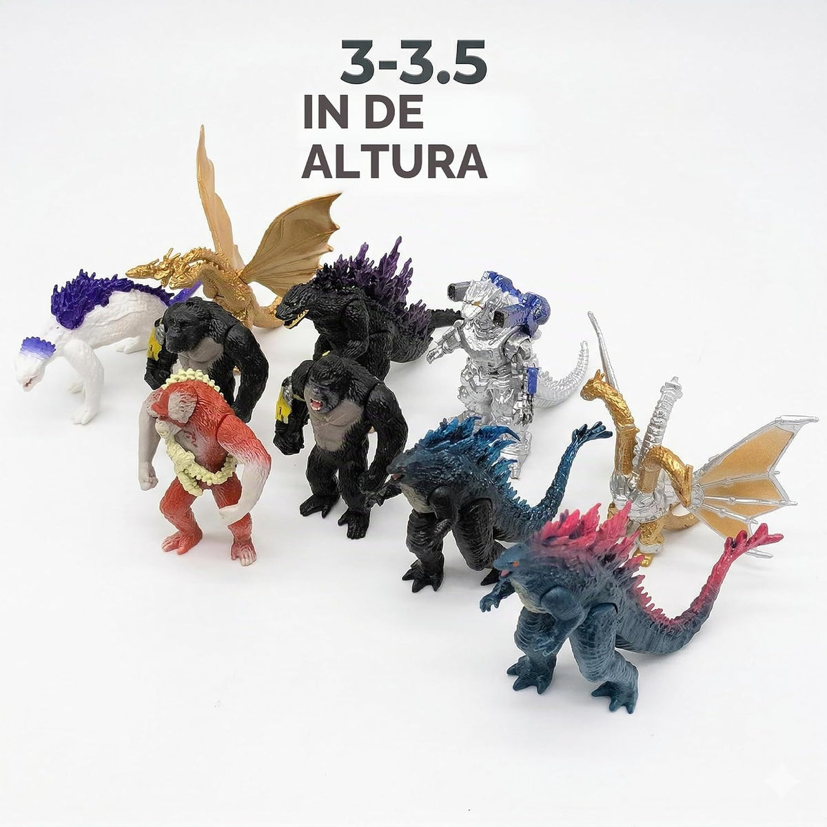 JAYKENIXO Juego de 10 figuras de acción de monstruo – Dragón, Cicatriz, Kong y Kaiju con articulaciones móviles, figuras de batalla coleccionables para niños, recuerdos de fiesta y regalos