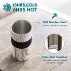 Elemental Vaso aislado artesanal, vaso de viaje para café de triple pared, reutilizable, de acero inoxidable con tapa de cerámica, taza de café térmica para bebidas calientes (6 horas) y frías (18