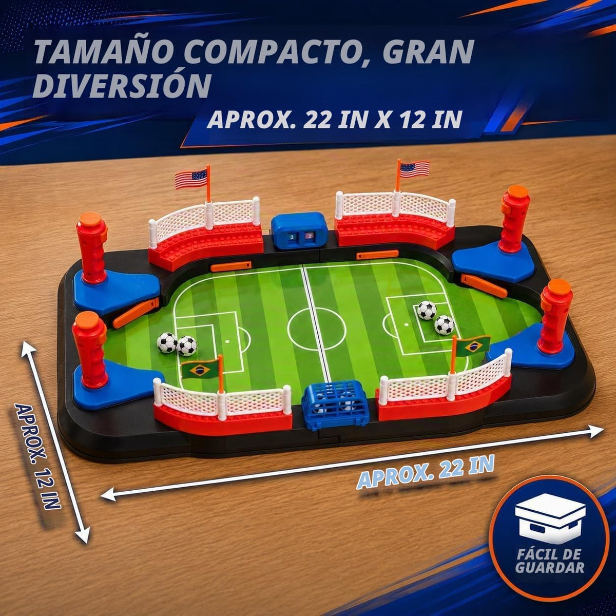 Juguete de fútbol para niños, juego de futbolín de mesa para niños de 3, 4, 5, 6, 7, 8 a 12 años, regalo interactivo de fútbol, mini juego de mesa de fútbol con portería, contador de puntuaciones y 6 bolas, regalo de fácil instalación
