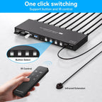 Conmutador KVM HDMI 4 computadoras EDID 4K@60Hz 4 puertos KVM para 4 PC compartiendo 1 monitor y 4 dispositivos USB 3.0 con controlador