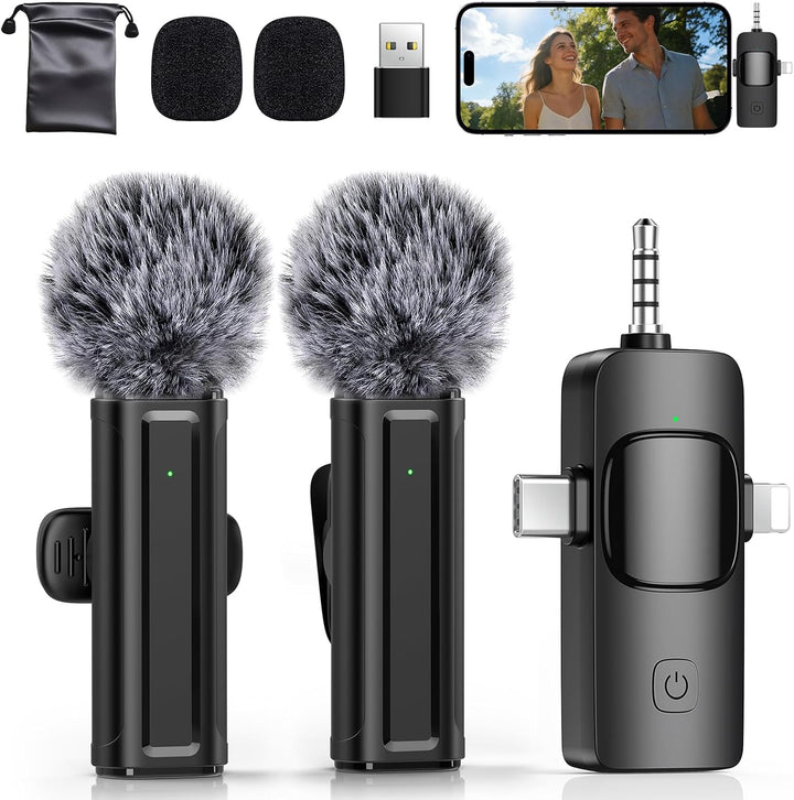 Mini micrófono inalámbrico para iPhone, Android, cámara, PC, micróf...