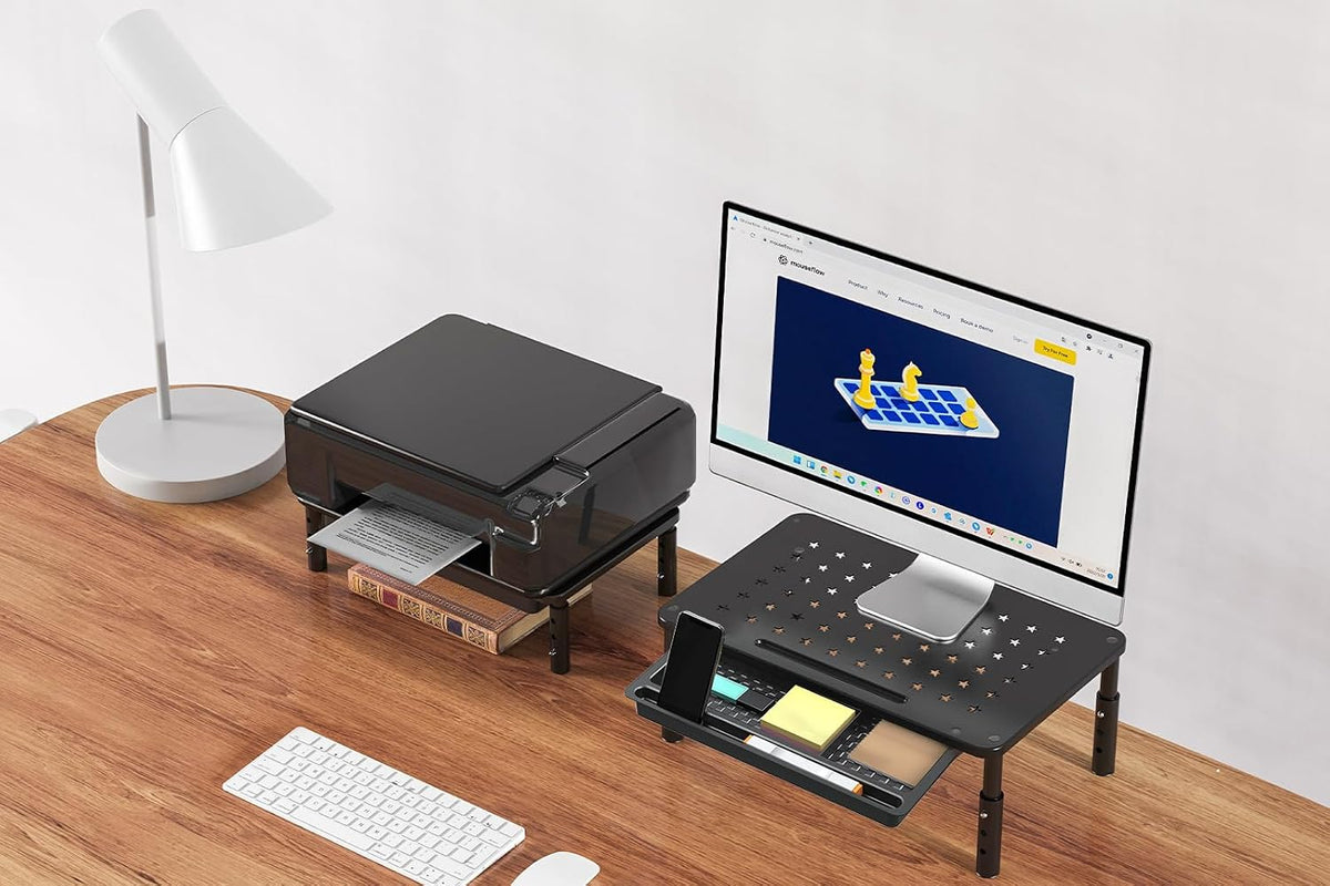 Zimilar Paquete de 2 soportes elevadores para monitor con cajón, 3 alturas