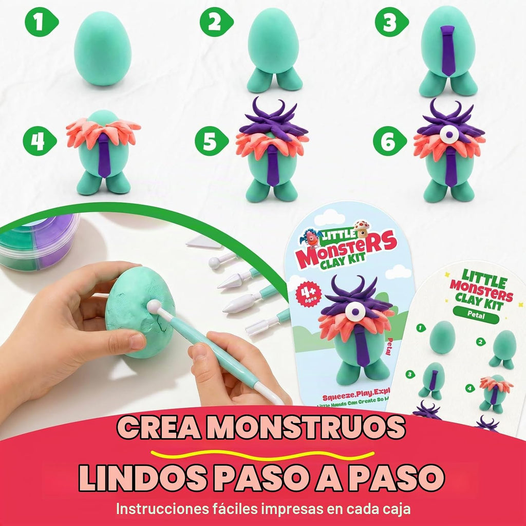 Kit de arcilla seca al aire para niños, juego de escultura de arcilla mágica de 12 monstruos, regalos de fiesta de bricolaje para niños de 4 a 12 años, ultraligero y suave, seguro y antiadherente con