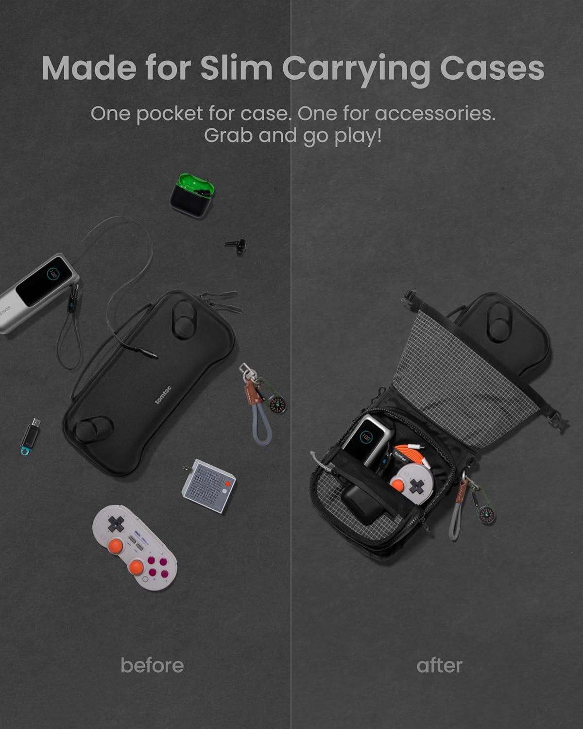 tomtoc Bolsa de viaje para Steam Deck, ROG, Xbox Ally X, Switch 2 con funda