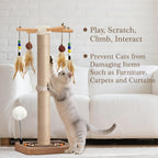 Rascador para gatos, rascador de sisal con juguetes de enriquecimiento para