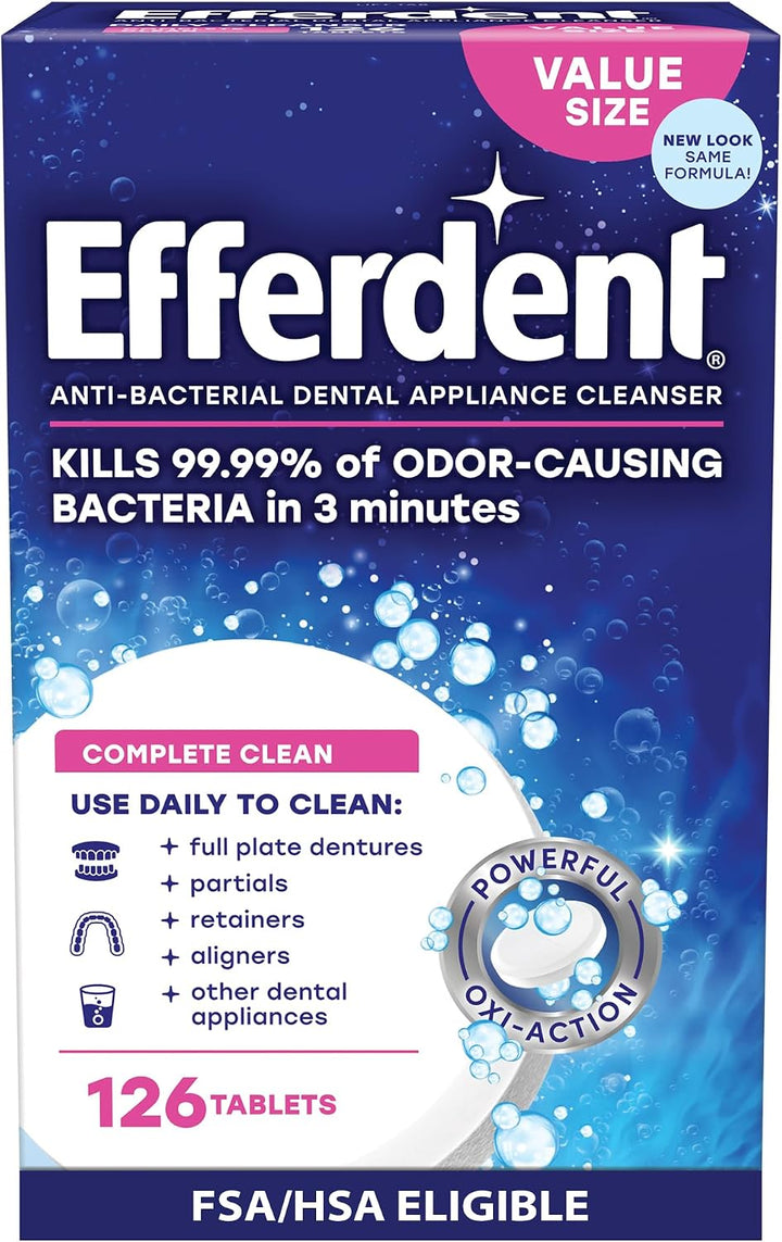 Efferdent - Tabletas de limpieza dental, completamente limpio, 102...