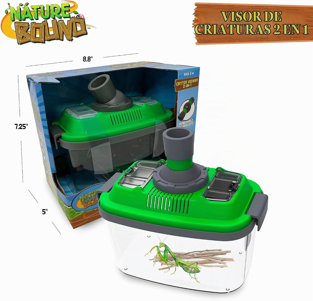 Nature Bound Kit 2 en 1 de Hábitat con Microscopio para Insectos y Otras Criaturas, Incluye Tapa y Microscopio Portátil Desmontable