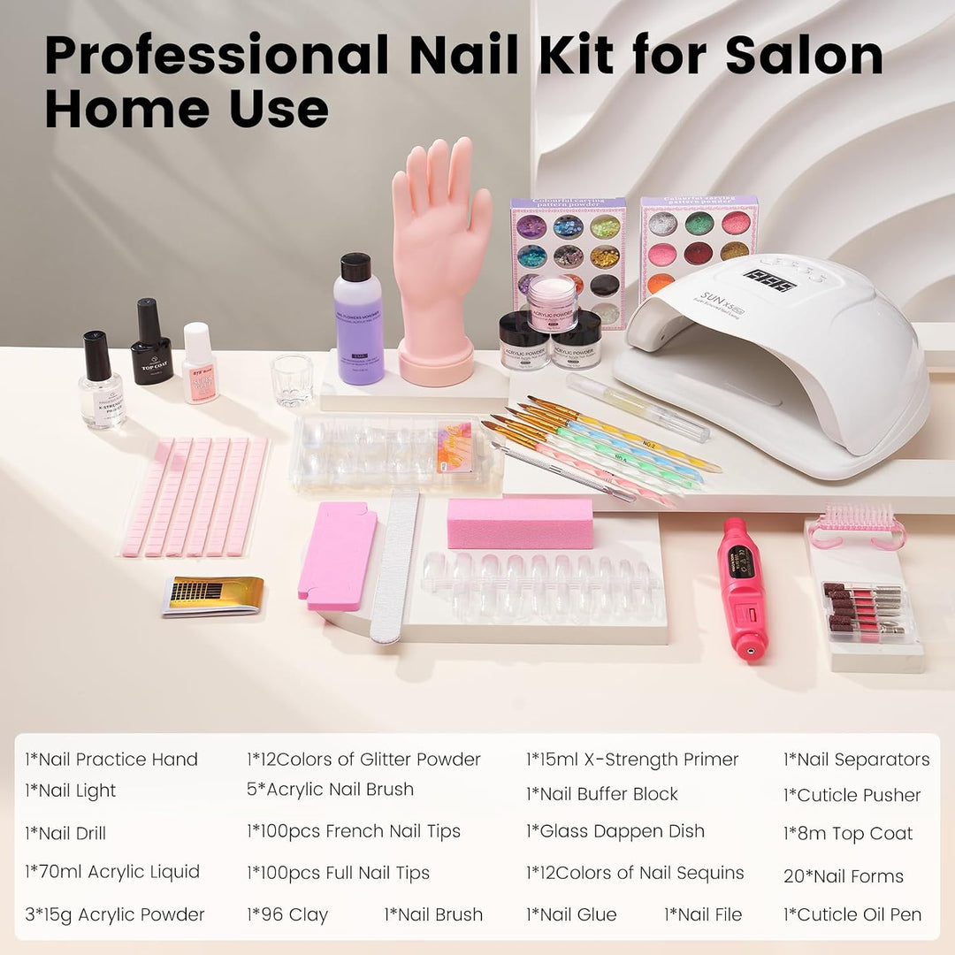 Kit de uñas acrílicas para principiantes: líquido y polvo acrílico...