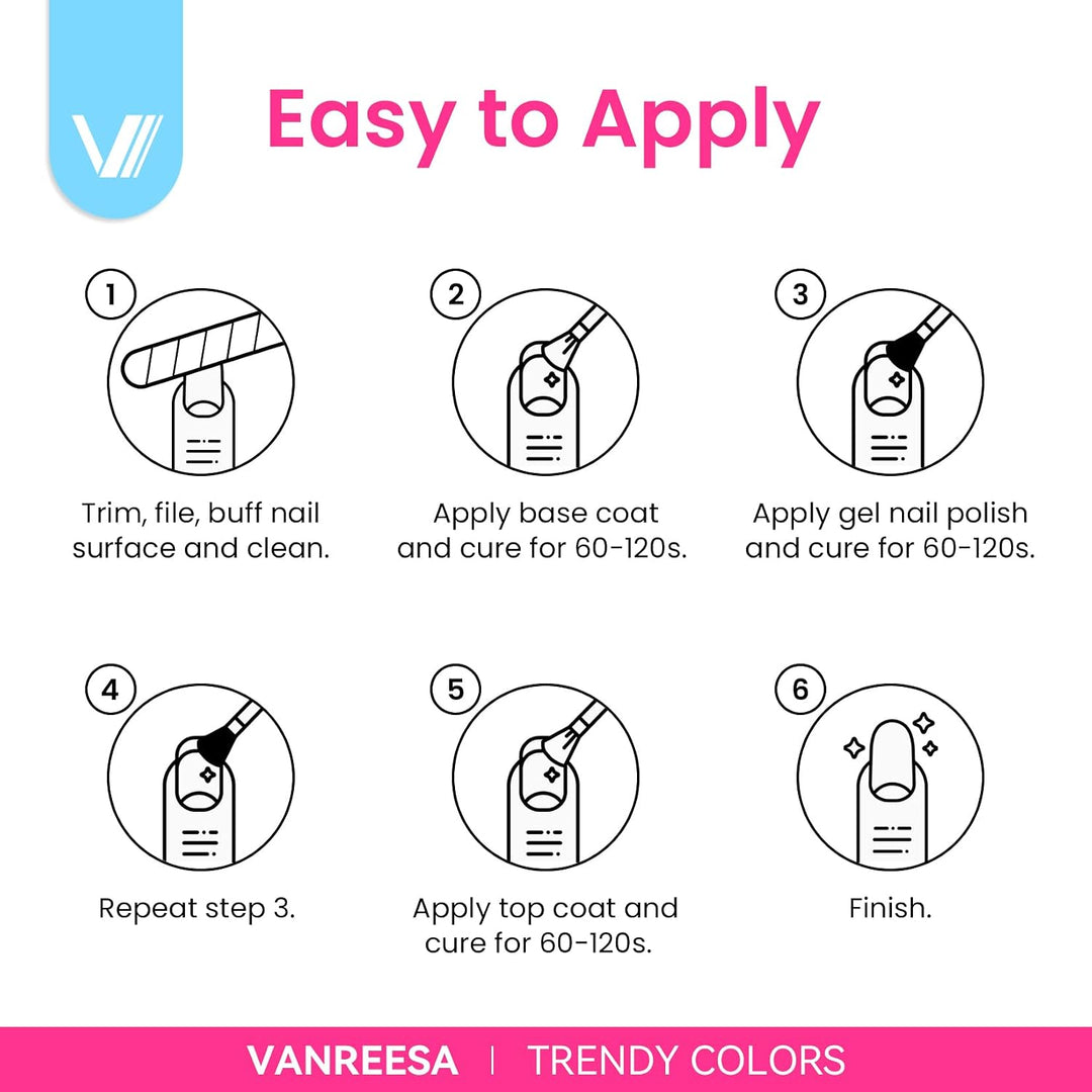 VANREESA - Juego de 24 esmaltes de gel para uñas, 21 colores con ca...