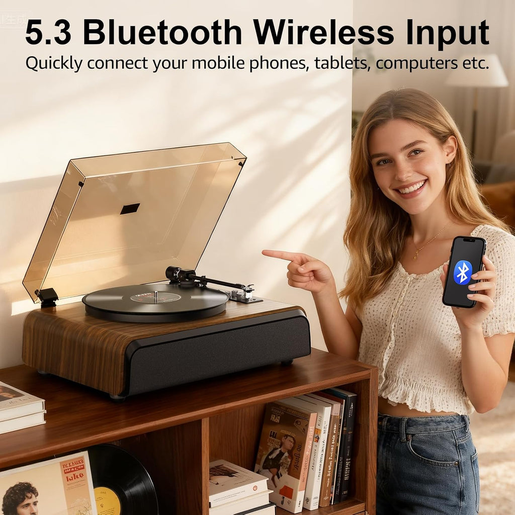 Reproductor de discos de vinilo 2.1 de 40 W, subwoofer de 4