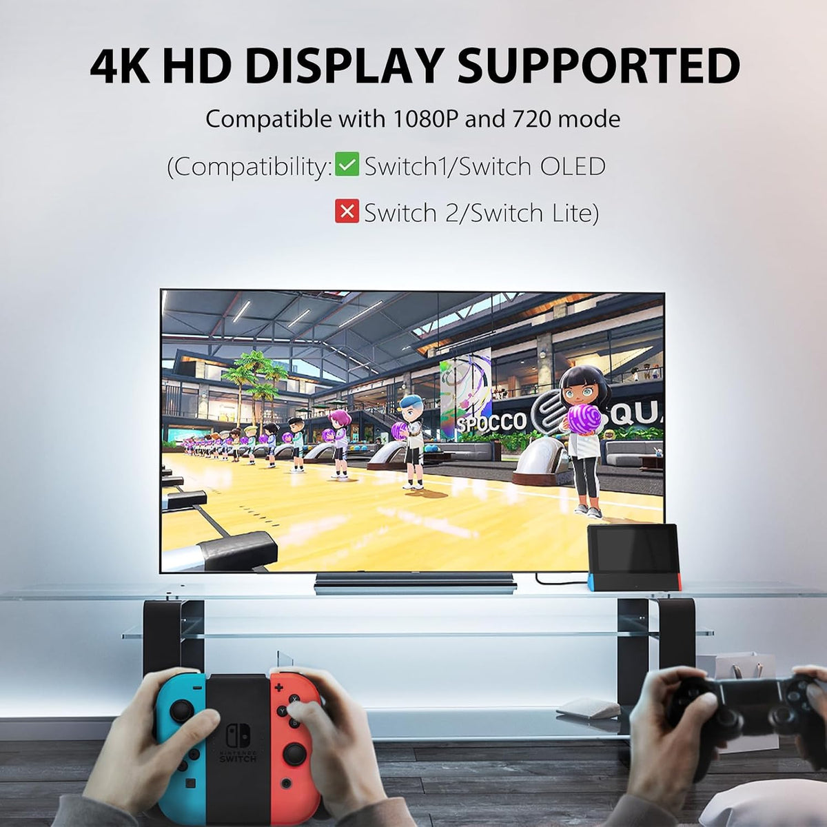 SIWIQU Estación de acoplamiento para TV para Nintendo Switch/Switch OLED, estación de acoplamiento portátil para TV de reemplazo con adaptador HDMI 4K/ Puerto Type C / Puerto USB para Nintendo Switch oficial (para Switch/OLED)