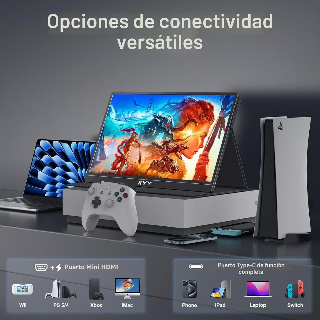 KYY Monitor portátil 4K \u2013 Pantalla de viaje UHD IPS de 15.6 pu...