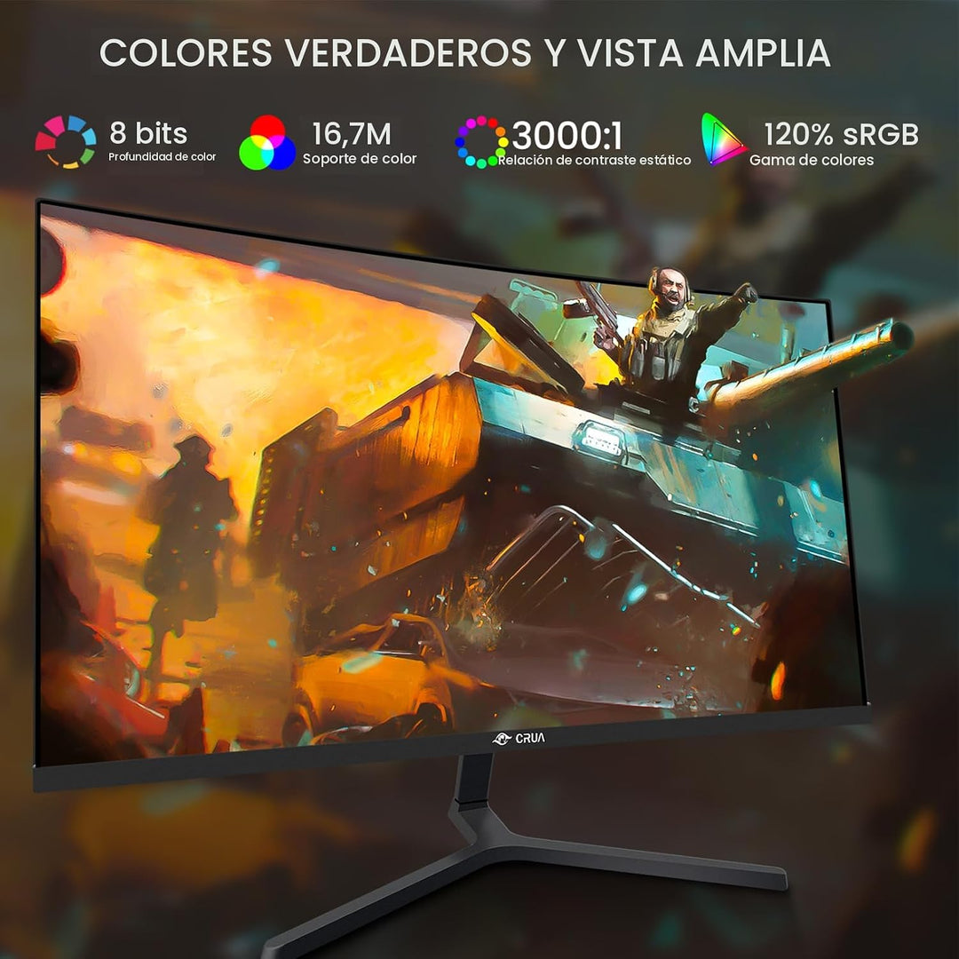 CRUA Monitor curvo para juegos FHD 1080P 180Hz de 24 pulgadas, 2800...