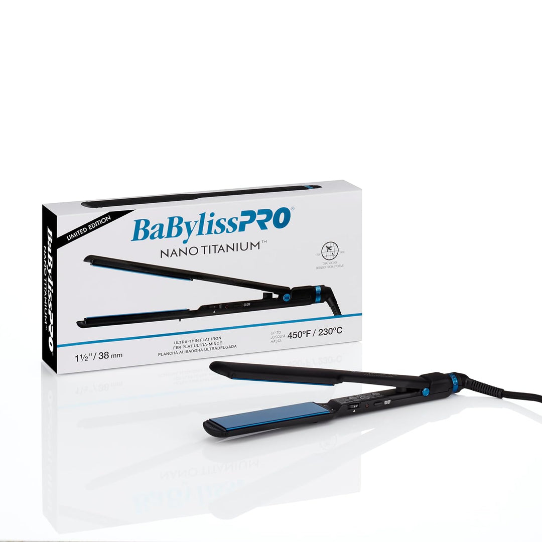 BabylissPRO Nano Titanium Ultra-Thin Hair Straightener, Professiona...