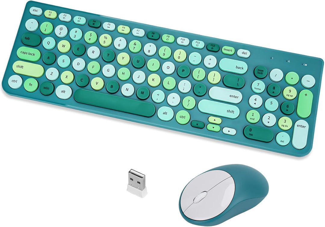 Combo de teclado y mouse inalámbricos, teclado retro estilo máquina...