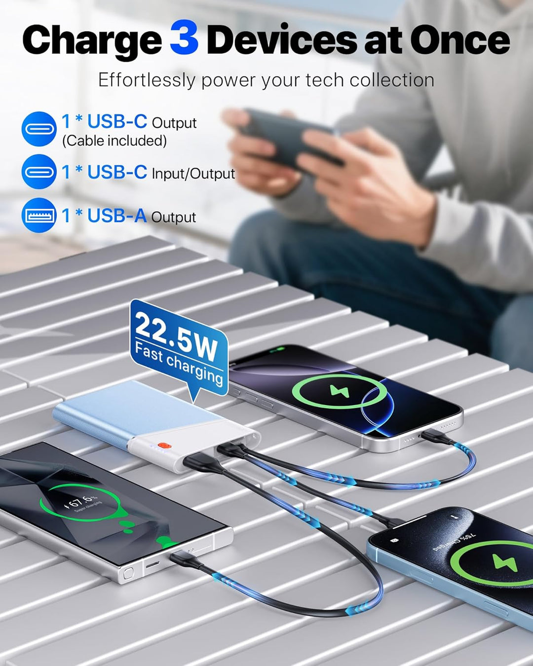 Aaoyun Cargador Portátil Power Bank, Power Bank de 10000mAh 22.5W P...
