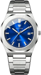 Relojes de negocios de cuarzo de acero inoxidable de cara grande de