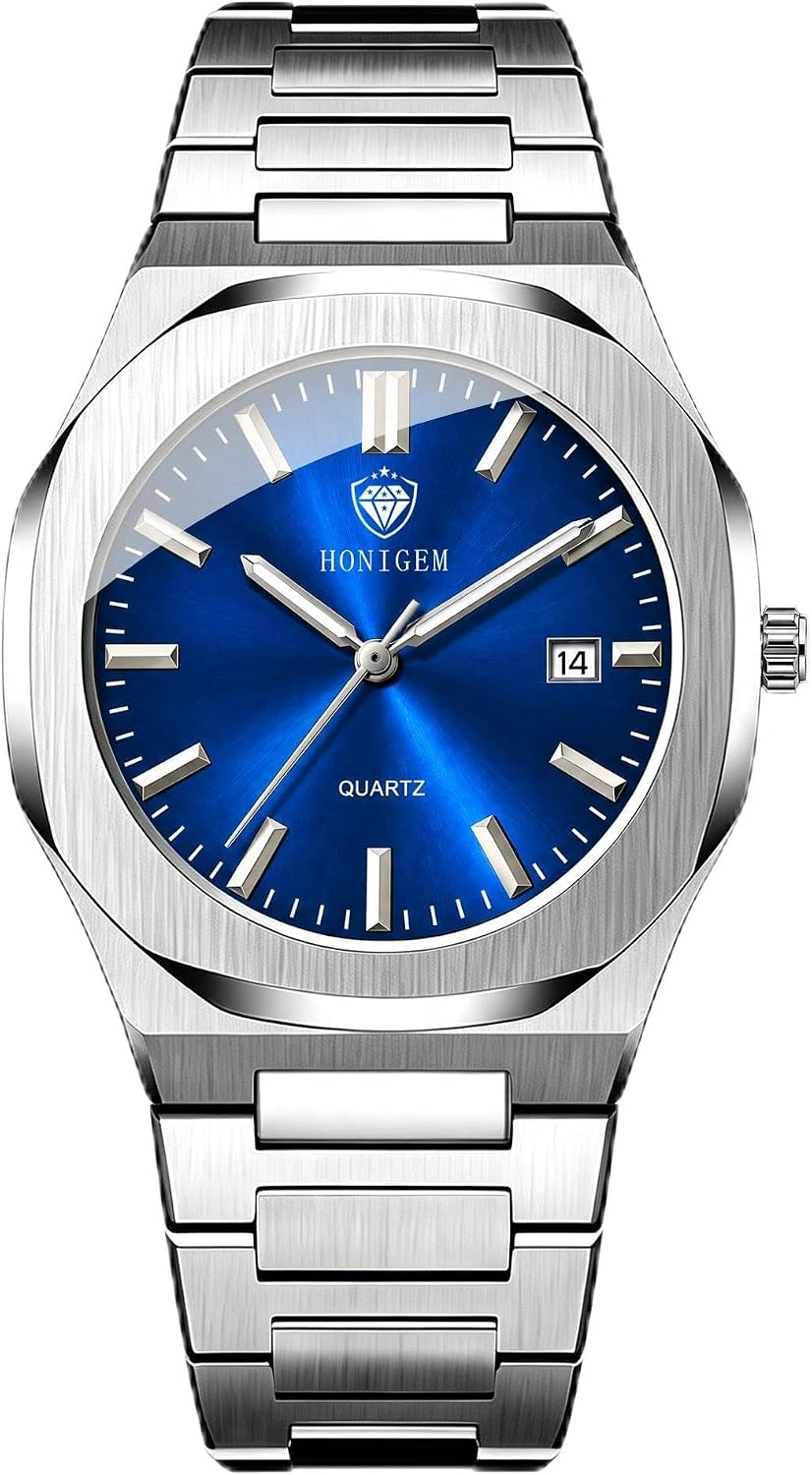 Relojes de negocios de cuarzo de acero inoxidable de cara grande de