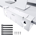 No Drill Under Desk Cable Management Tray, 17'' Wire Management, Punch-Free Clamp en, metal Cable Tray, Wire Organizer Under Desk, Under Dessk Basket para Office y Home, blanco