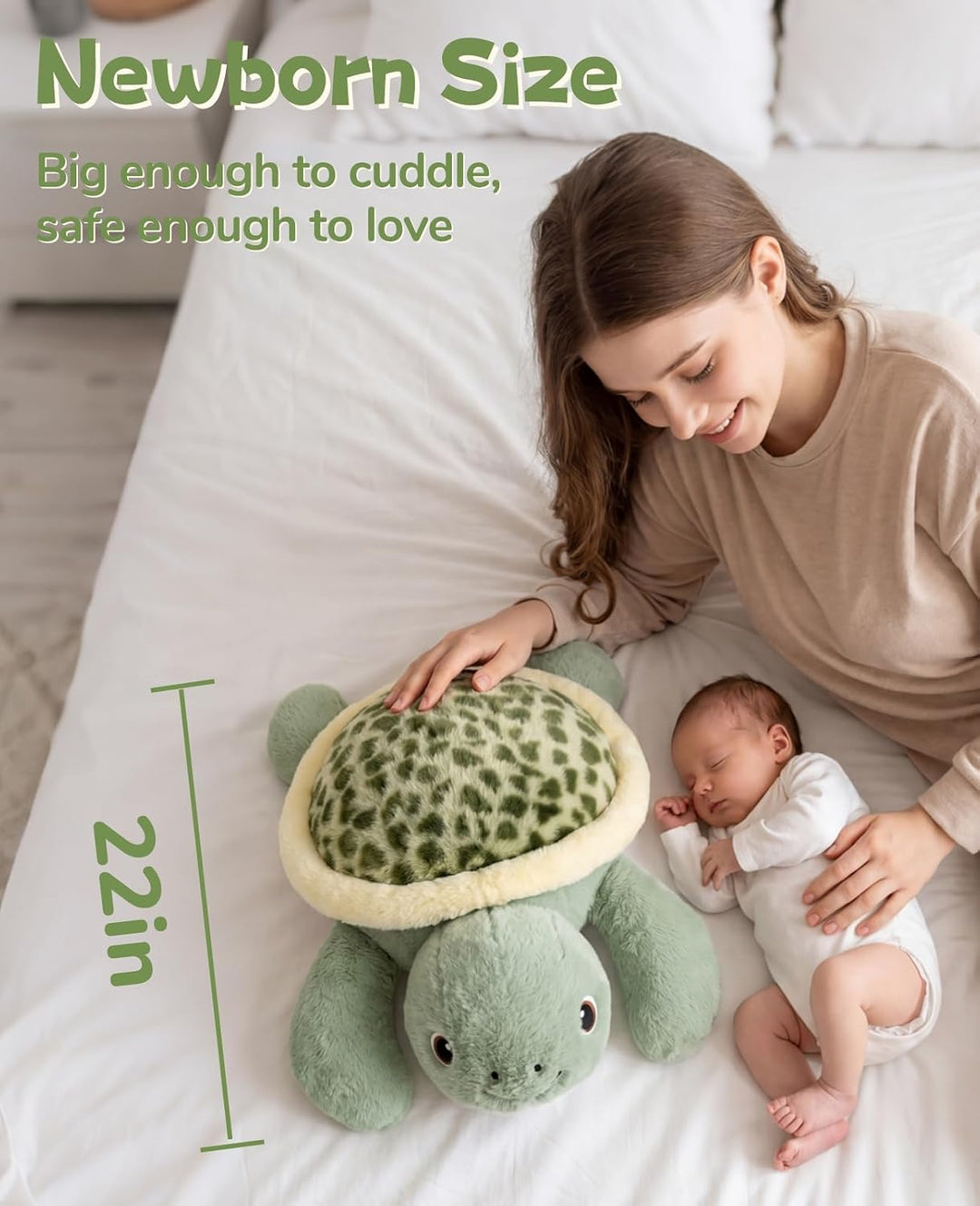 gnomantic Animales de peluche con peso de tortuga, almohada de felp...
