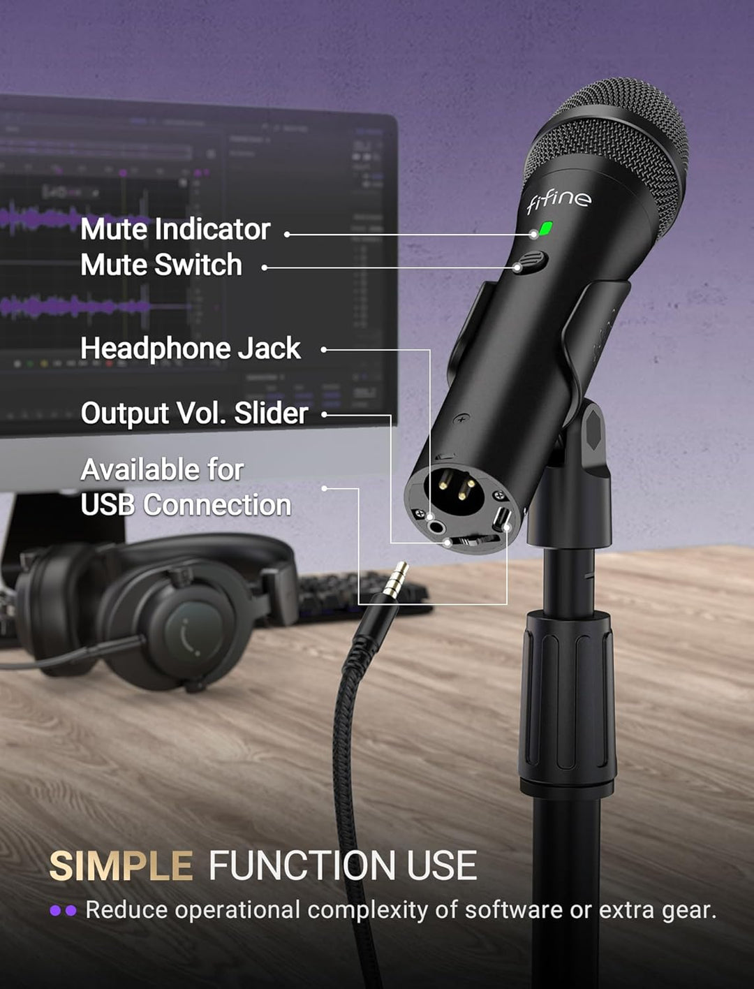 FIFINE - Micrófono dinámico USB\/XLR para grabación de podcast, jue...