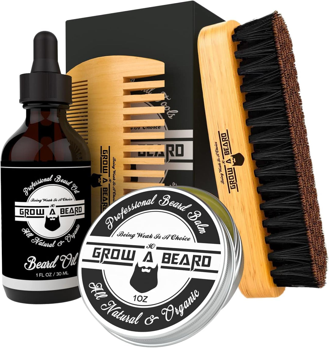 Cepillo para barba, peine para barba, aceite para barba y bálsamo p...