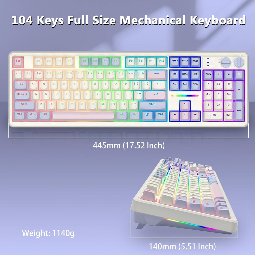 E-YOOSO Teclado mecánico cremoso con cable, estructura de junta con...