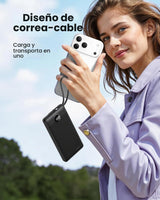 Coowisty Cargador portátil con cables integrados, banco de energía...