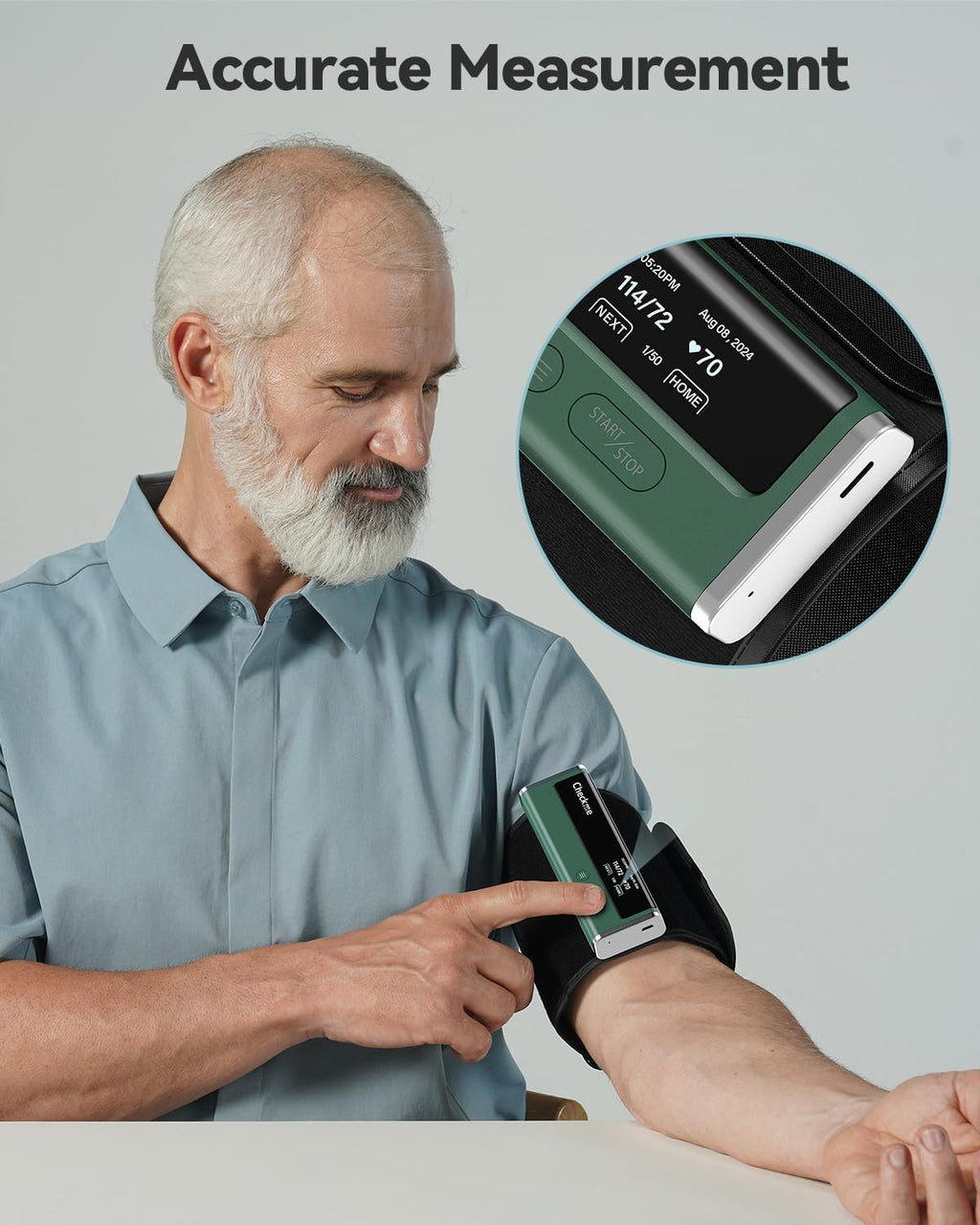 Checkme Monitor de presión arterial para uso doméstico: puño superior del brazo, máquina Bluetooth BP, lecturas precisas en 30 segundos, aplicación habilitada para iOS y Android