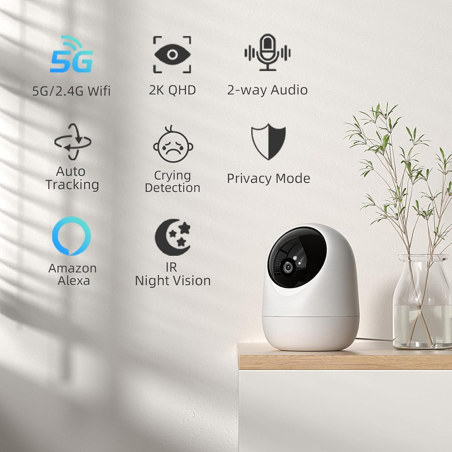 Rraycom Paquete de 4 cámaras de seguridad 2K para interiores 5G\/2....