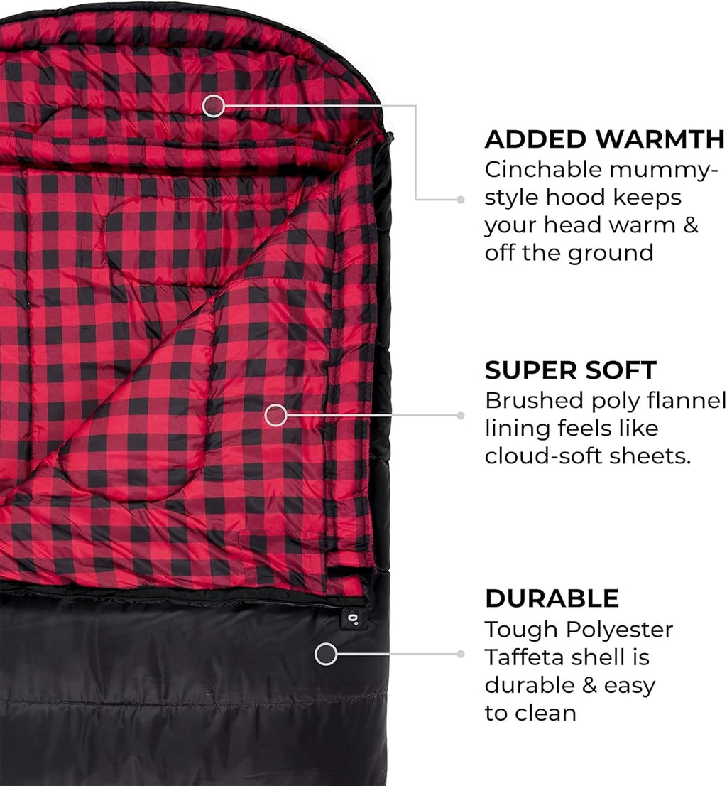 Teton Celsius XXL Sleeping Bag, Bolsas de Dormir para Clima Frío para Adultos y Niños, Acampar Fácil y Abrigado. Incluye Sacó de Compresión