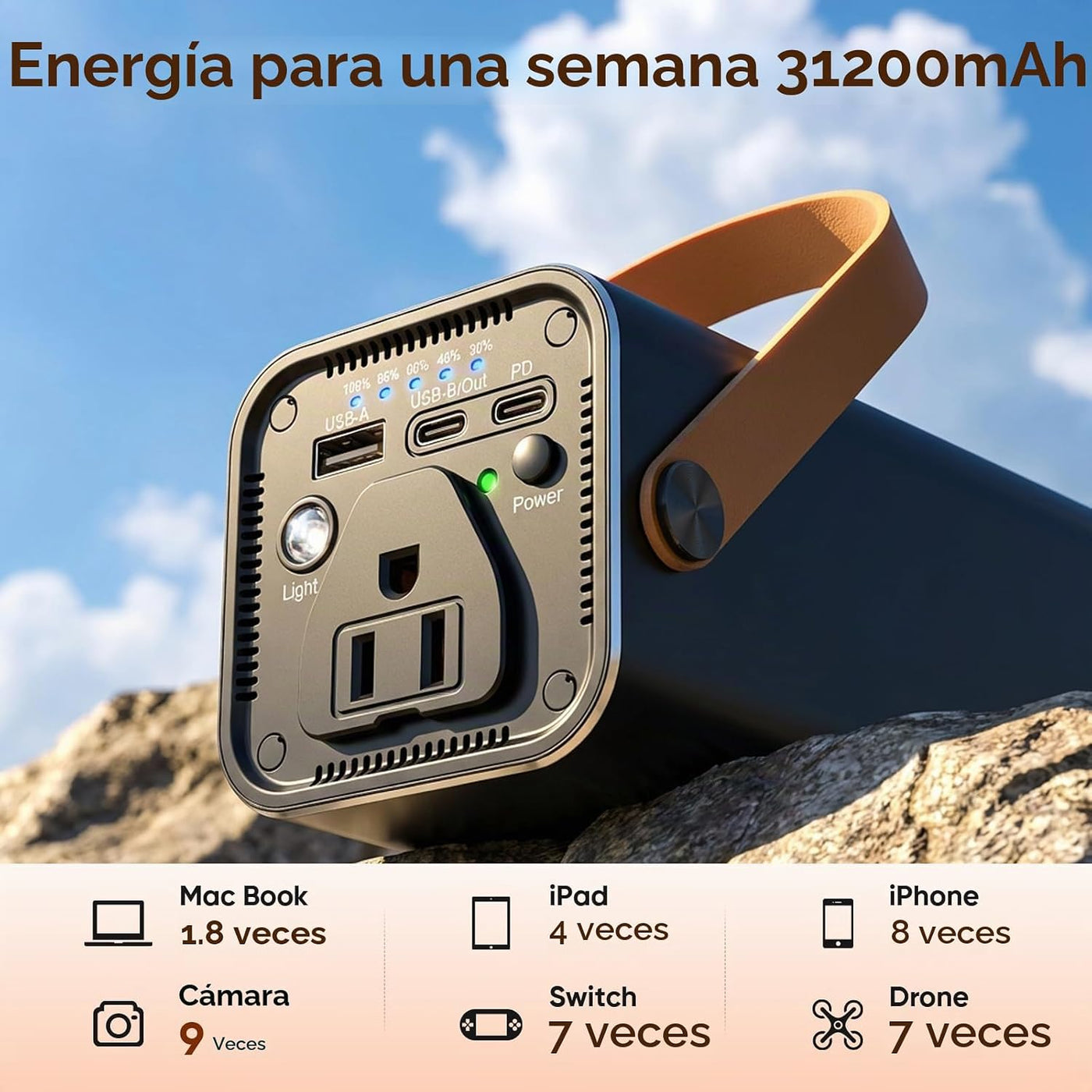Paopaoyu Banco de energía portátil para portátil con salida de CA d...