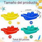 Woanger - 60 botes de juguete de plástico para niños pequeños, coloridos