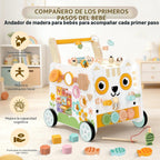 Andador de madera para bebés Weilim con centro de actividades, juguete Montessori 12M+