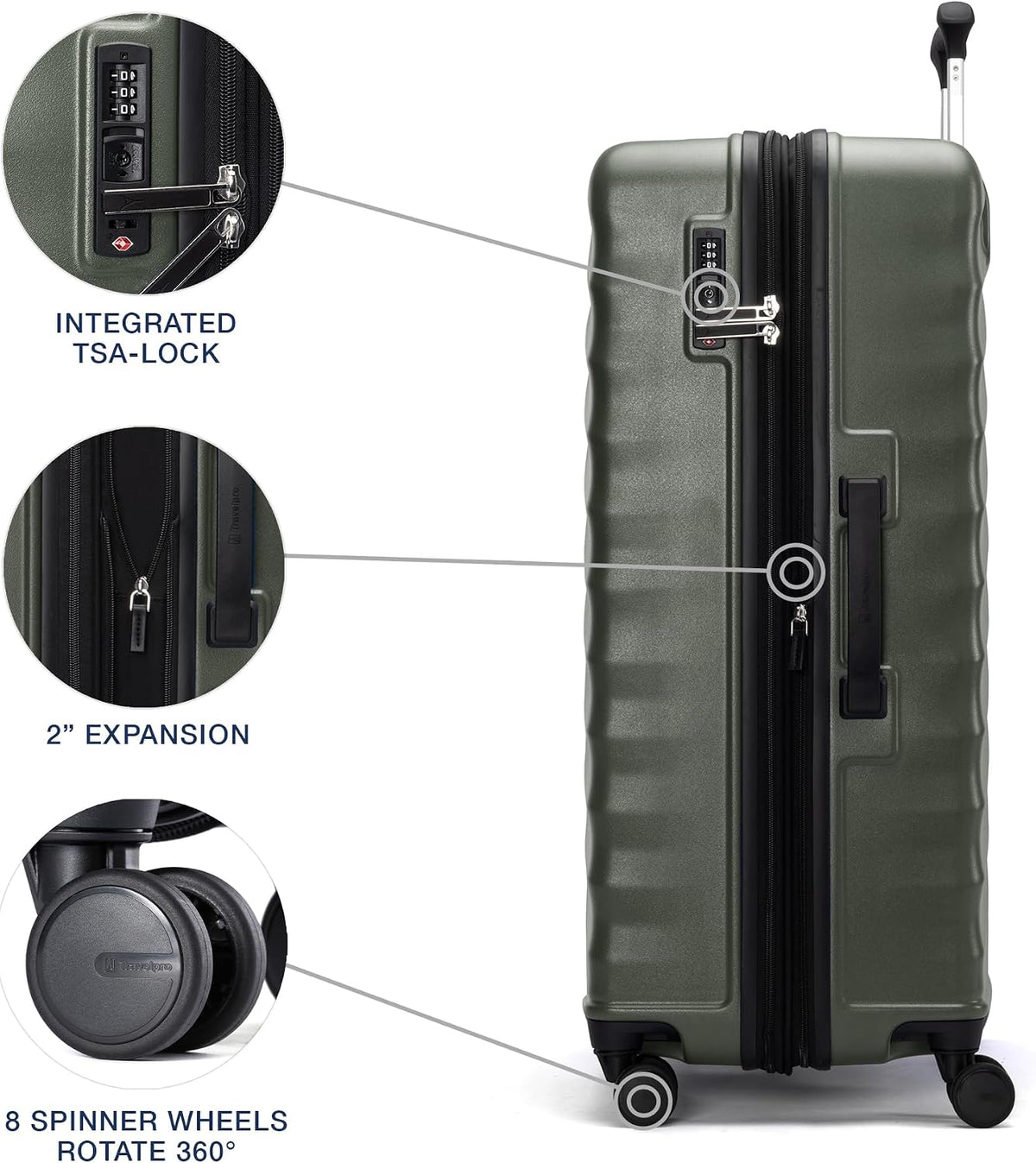 Travelpro Maxlite Air V2 Maleta de rueda giratoria con carcasa rígida ampliable, Verde pizarra