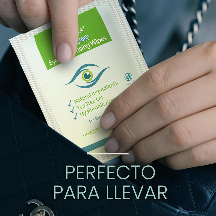 NOVEHA 60 toallitas de aceite de árbol de té para párpados y pestañ...