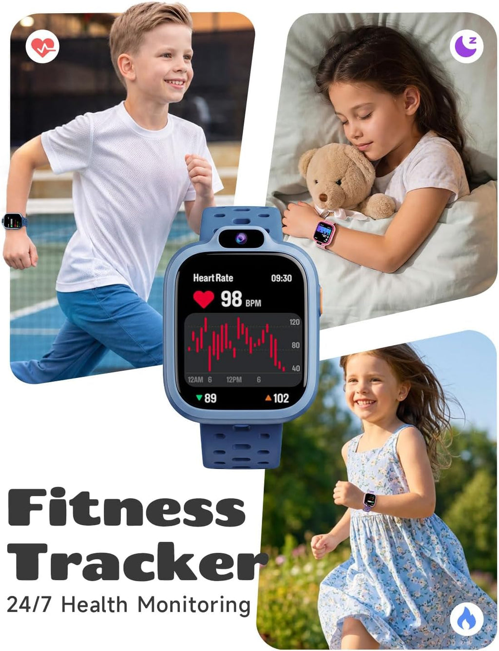 BIGGERFIVE Reloj inteligente para niños, reloj de fitness de 1.8 pies