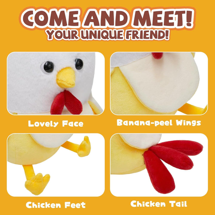 Yulefly Almohada de felpa de pollo y plátano 11 pulgadas