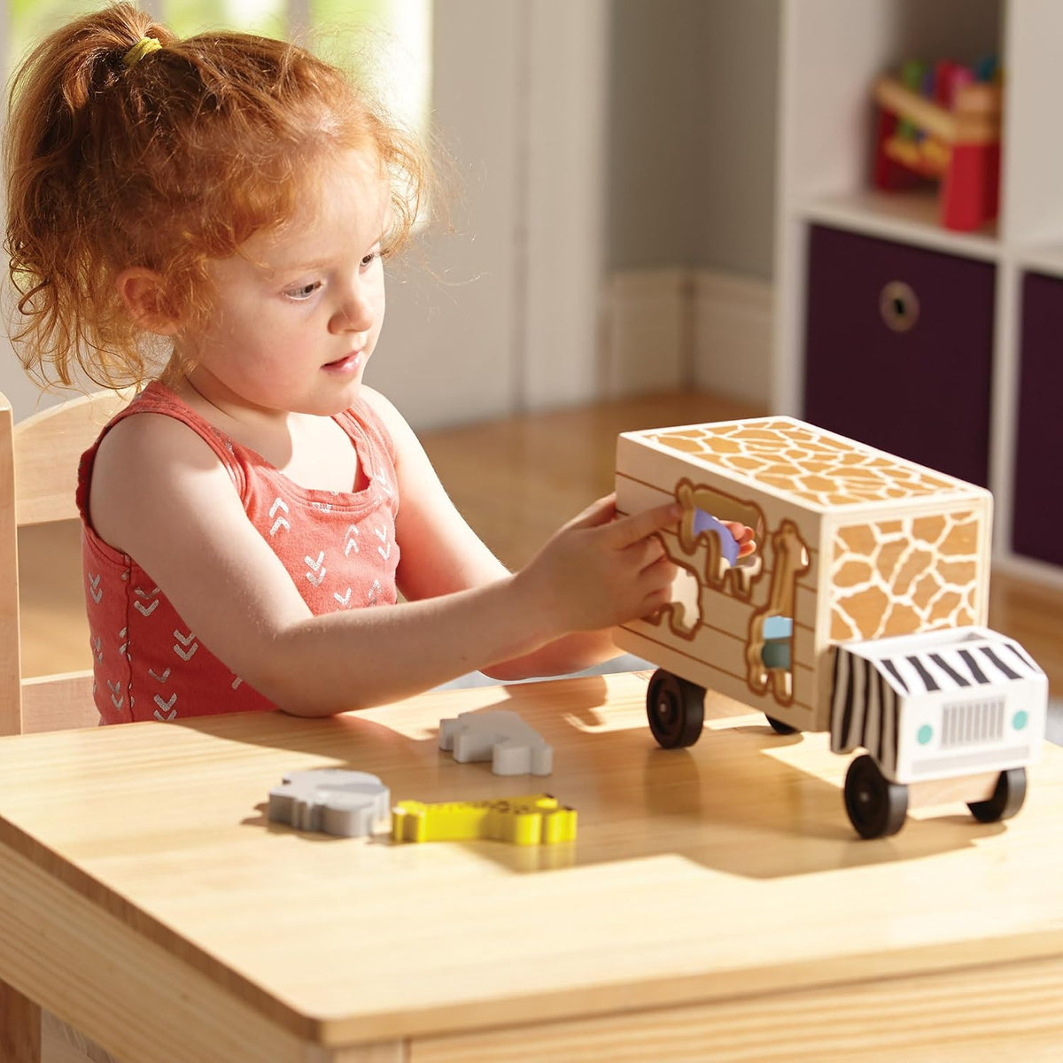 Camión de rescate de animales de Melissa & Doug, varias formas, Estándar, talla única , Rojo