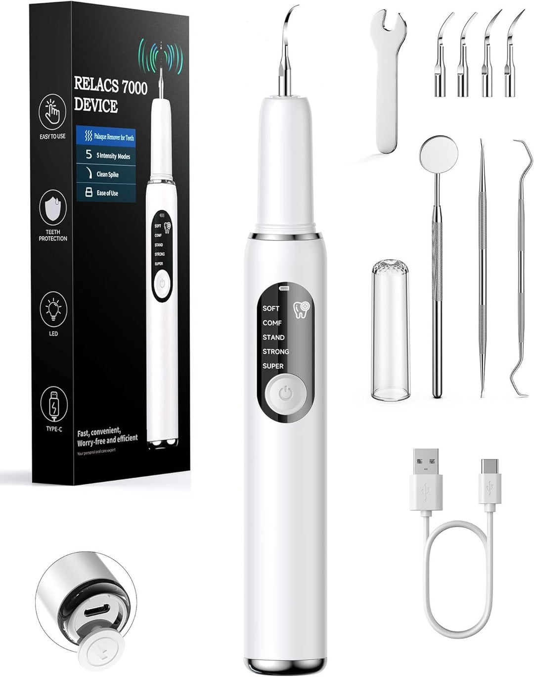RELACS 7000 removedor de placa para dientes, removedor de sarro par...
